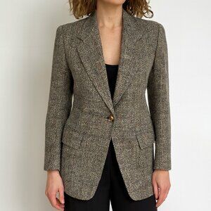 Mark Shale Womens Multicolor 100% Silk Tweed Blazer size 6 Office career